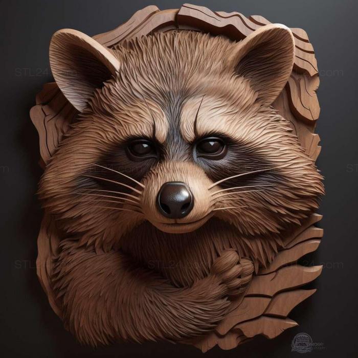 Nature and animals (st raccoon 2, NATURE_7490) 3D models for cnc